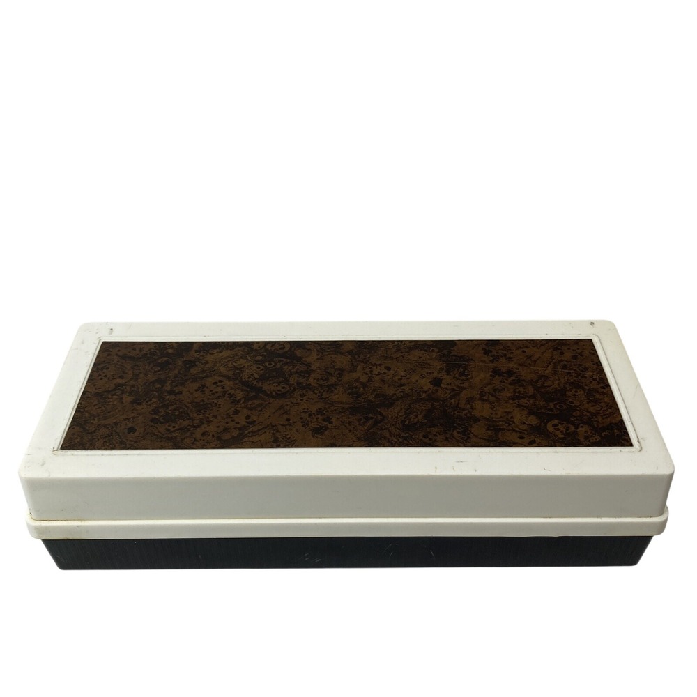 Vtg Plasti Plex 15 Audio Cassette Tape Storage Box Case Holder Brown White Black